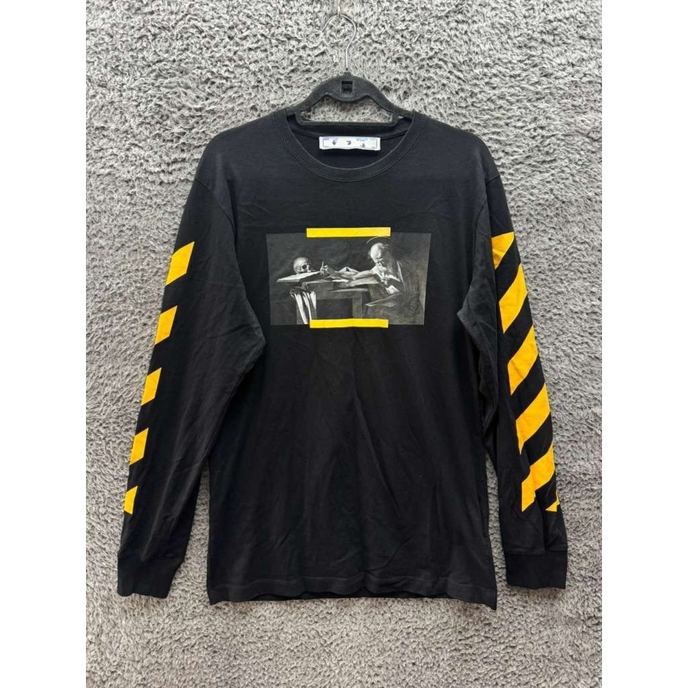 Off-White Caravaggio Painting Graphic Print Long-Sleeve Tee Black Mens‎ Size L